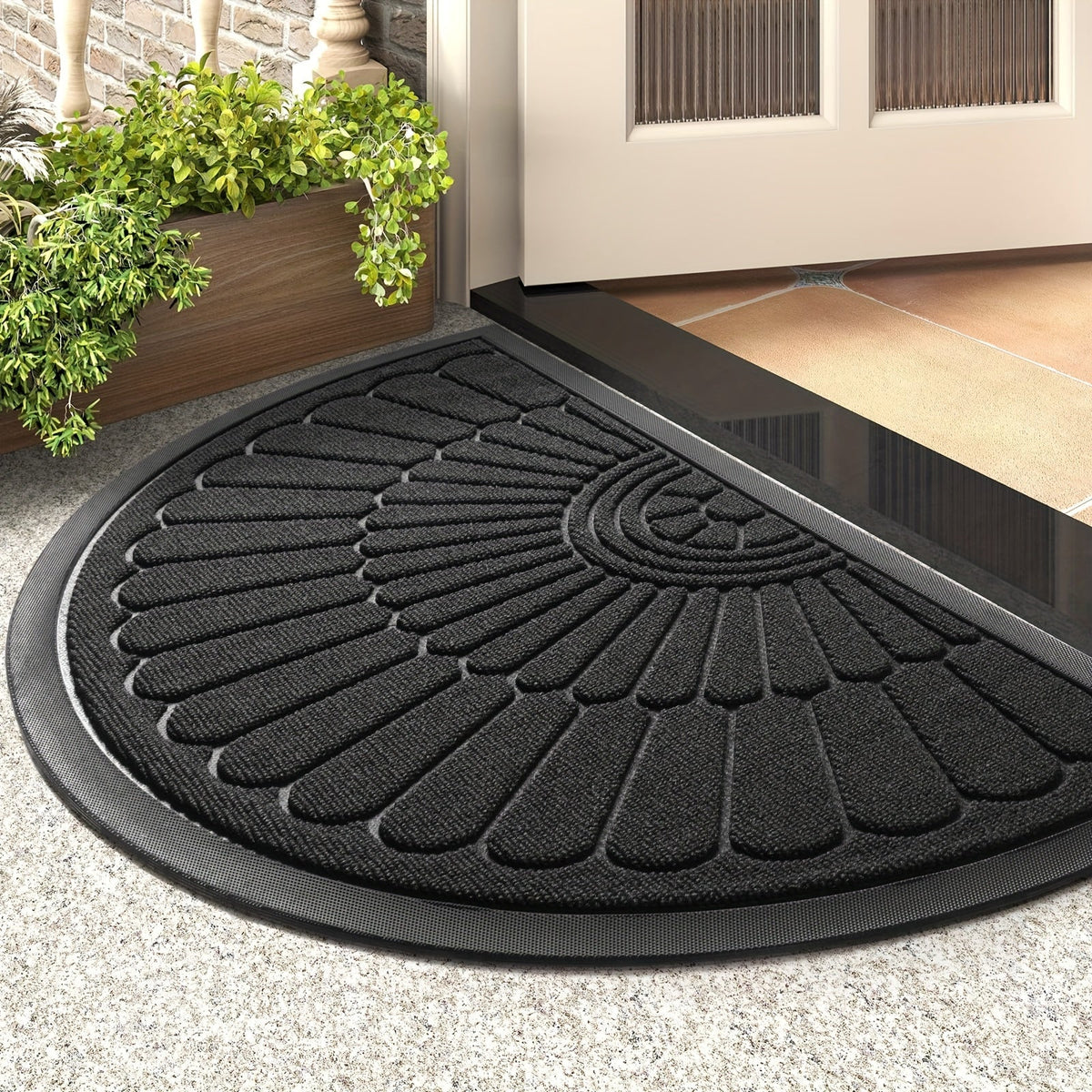 Semi-Circular Rubber Doormat – Non-Slip for Indoor and Outdoor Use