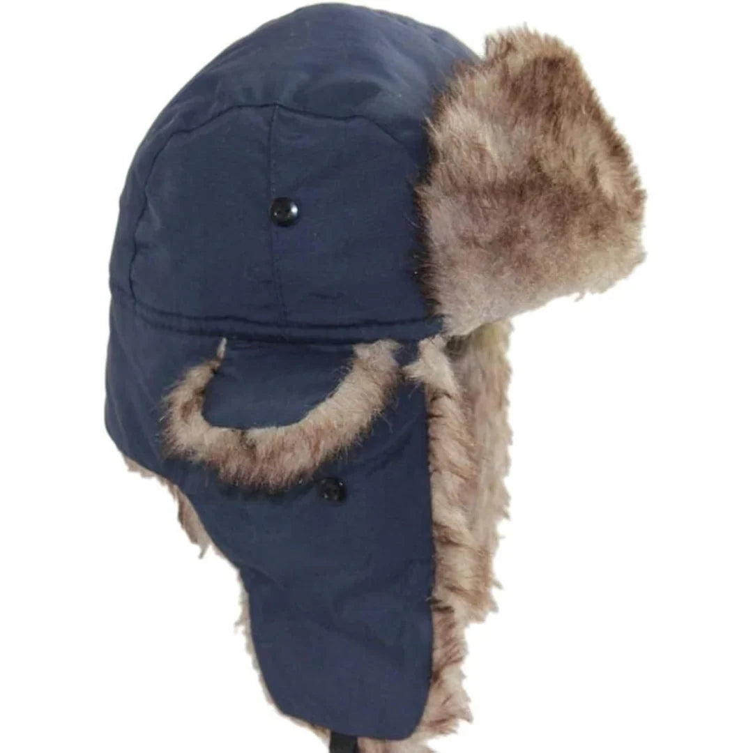 Trapper hat with faux fur lining - windproof and water-repellent