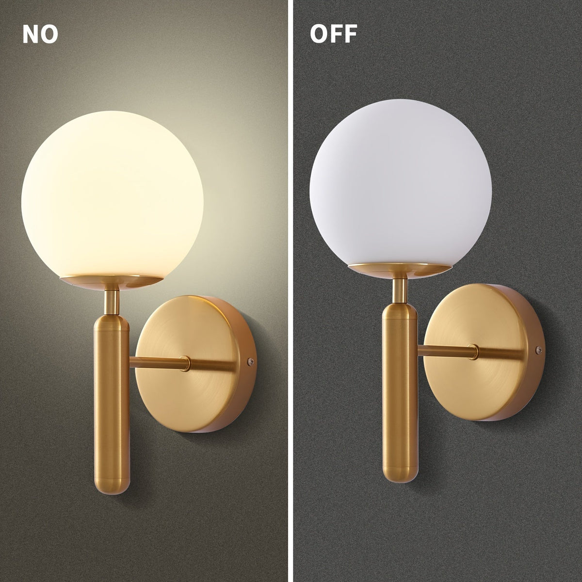 Glass wall light with a spherical shape for an elegant ambiance