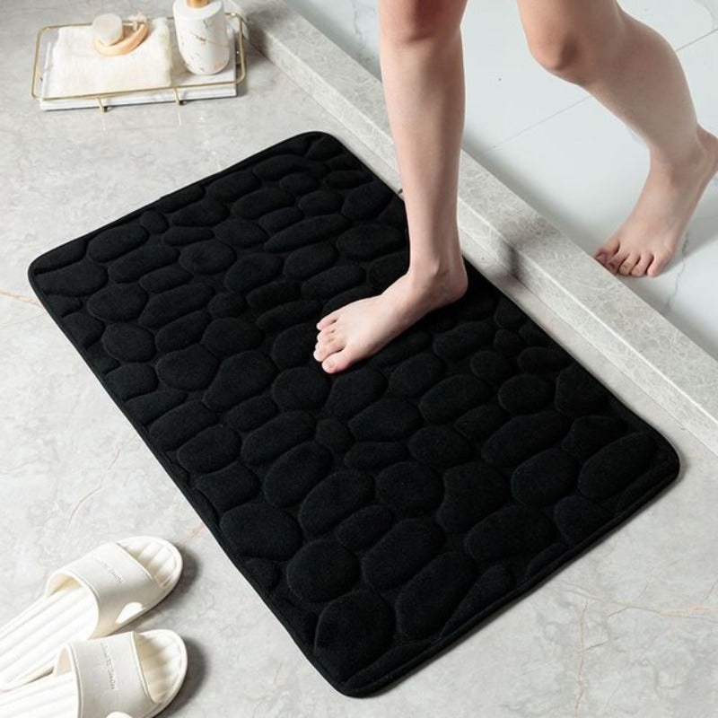 Memory Foam Badematte mit Kieselstein-Design – weich & rutschfest