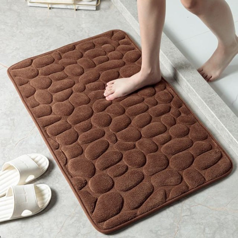 Memory Foam Badematte mit Kieselstein-Design – weich & rutschfest