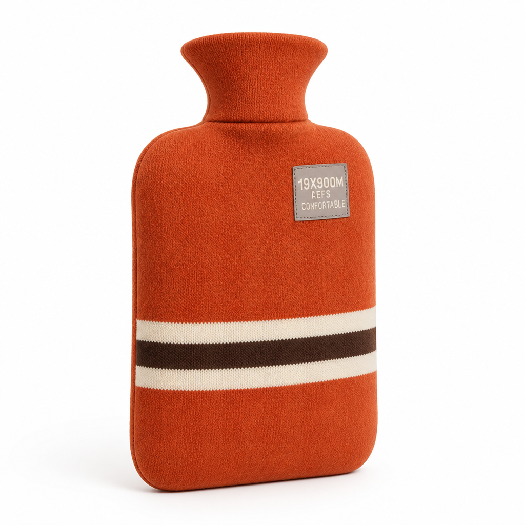 1-liter hot water bottle with knitted cover – soothing warmth for hours