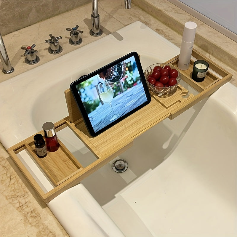 Badewannen-Tablett aus Bambus – verstellbar und praktisch