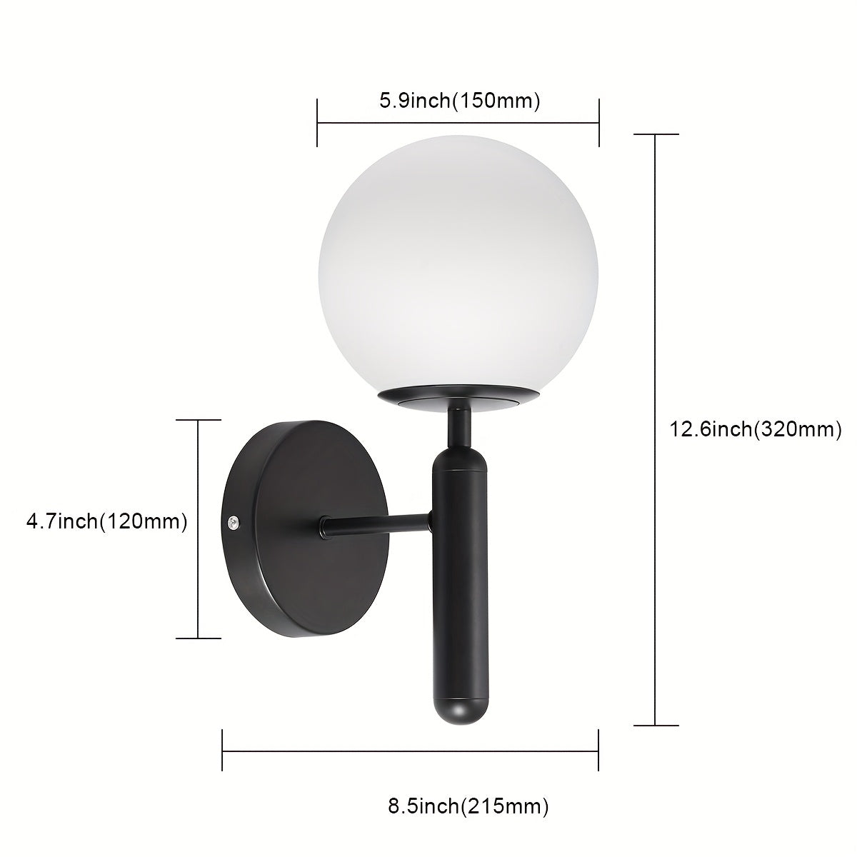 Glass wall light with a spherical shape for an elegant ambiance