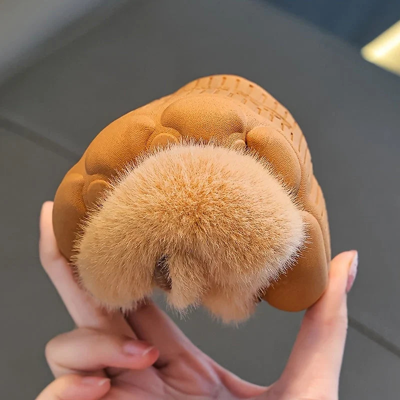 Children's slippers with fleece lining and non-slip sole