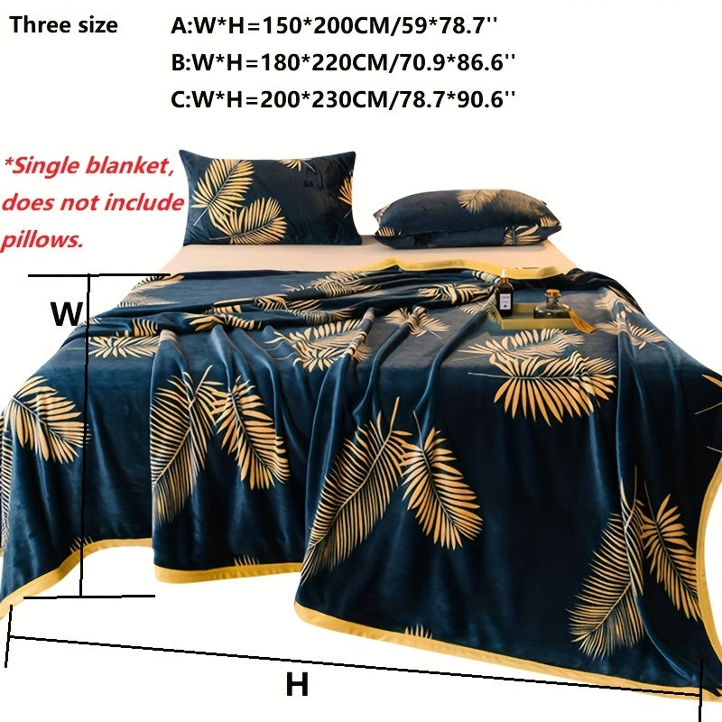 Fleece blanket with tropical leaf pattern – soft and lightweight