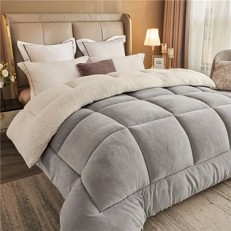 Quilted winter duvet with checked pattern – three-layered and warm