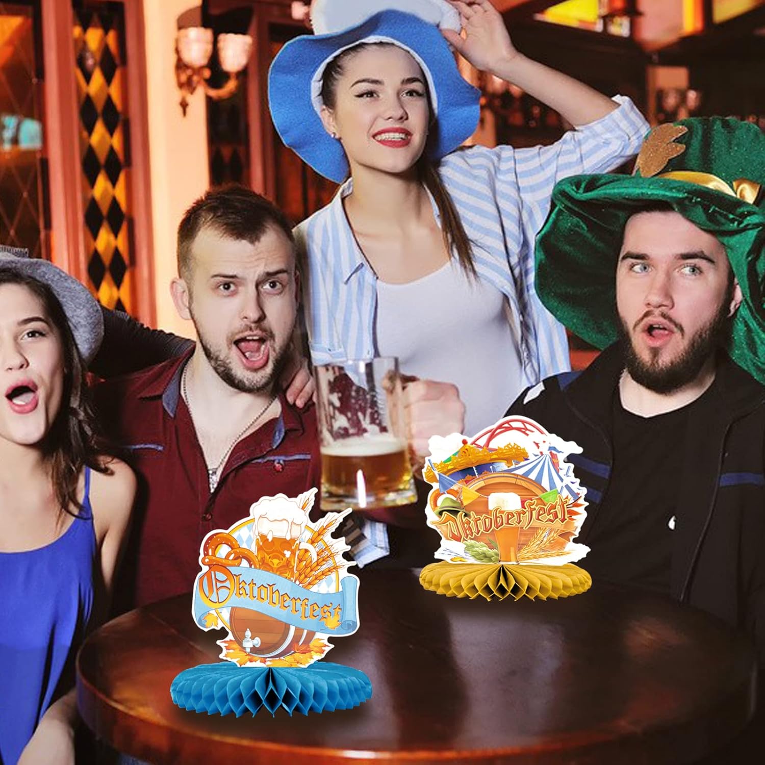 Oktoberfest Tischdekoration Honigwaben-Set mit bayerischen Motiven