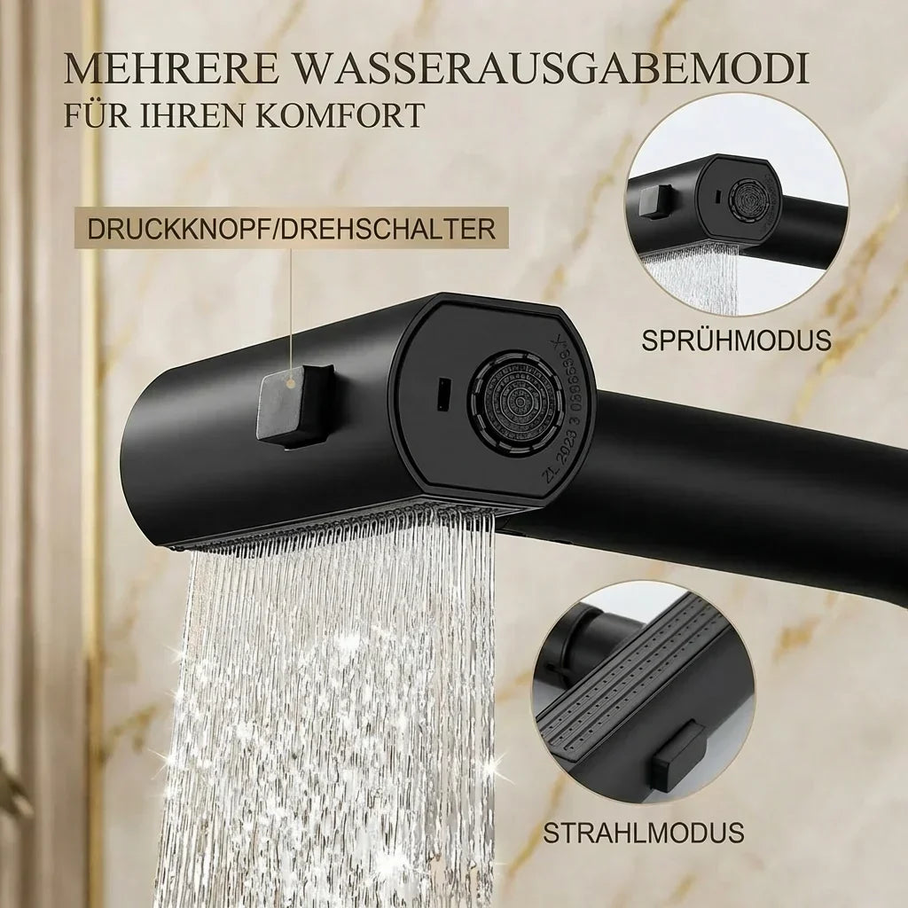 Wasserhahnaufsatz mit LED-Temperaturanzeige und 5 Strahlarten