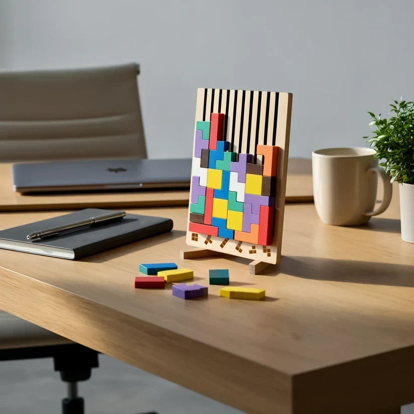 Tetris Puzzle für den Schreibtisch mit Musterkarten
