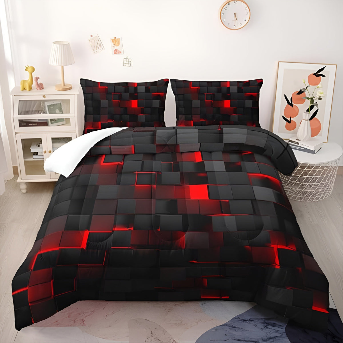 Bedding Set with Geometric 3D Neon Print – Microfiber