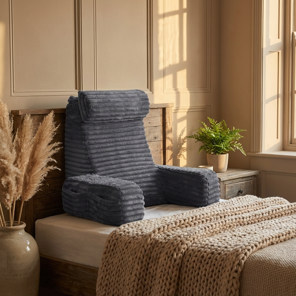 Back cushion with armrests and adjustable headrest