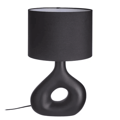 Table lamp with a ceramic base and fabric shade - Industrial design