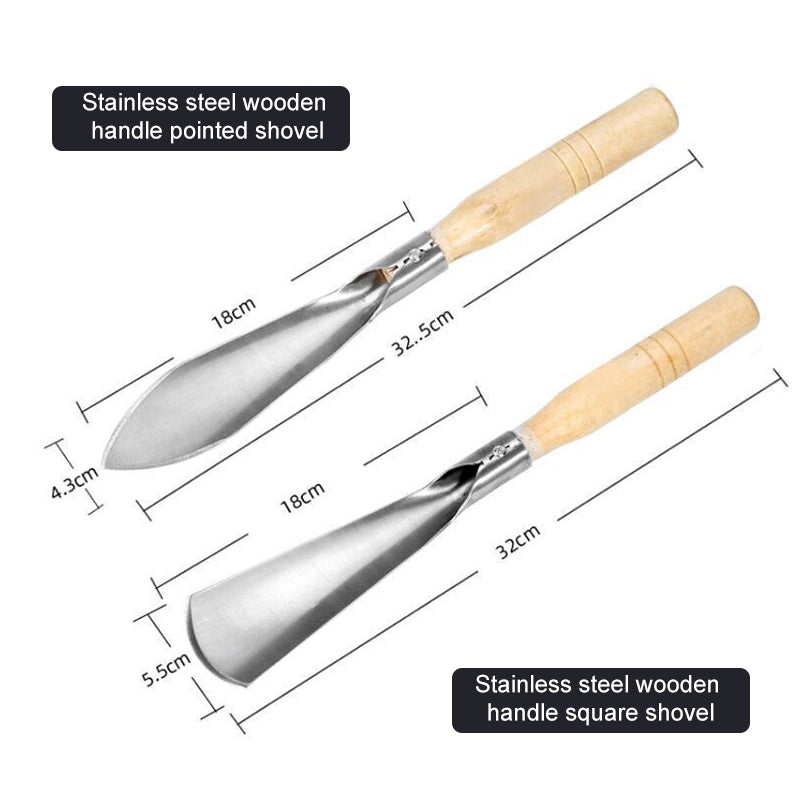 Stainless steel spade with wooden handle – garden tool for hard soils