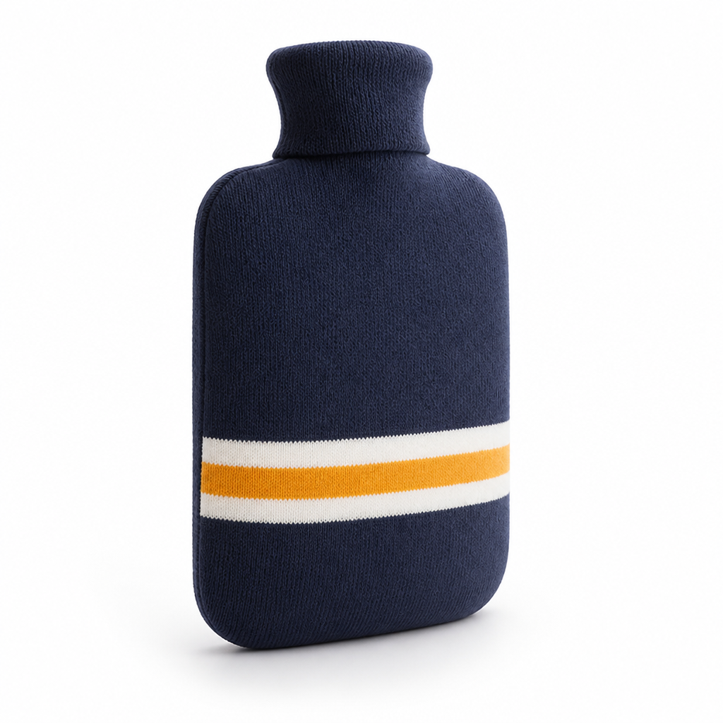 1-liter hot water bottle with knitted cover – soothing warmth for hours