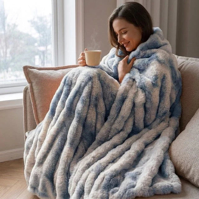Kunstfell Kuscheldecke in Kaninchenfelloptik – weich und warm