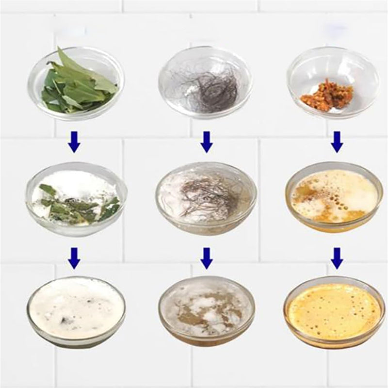 Step by step dissolution process showing leaves hair dissolving stages
