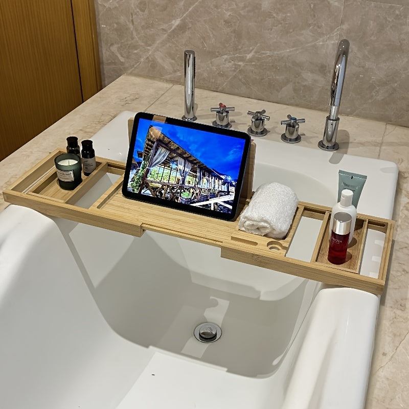 Badewannen-Tablett aus Bambus – verstellbar und praktisch