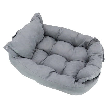3-in-1 Haustierbett gray pet sofa with pillow configuration
