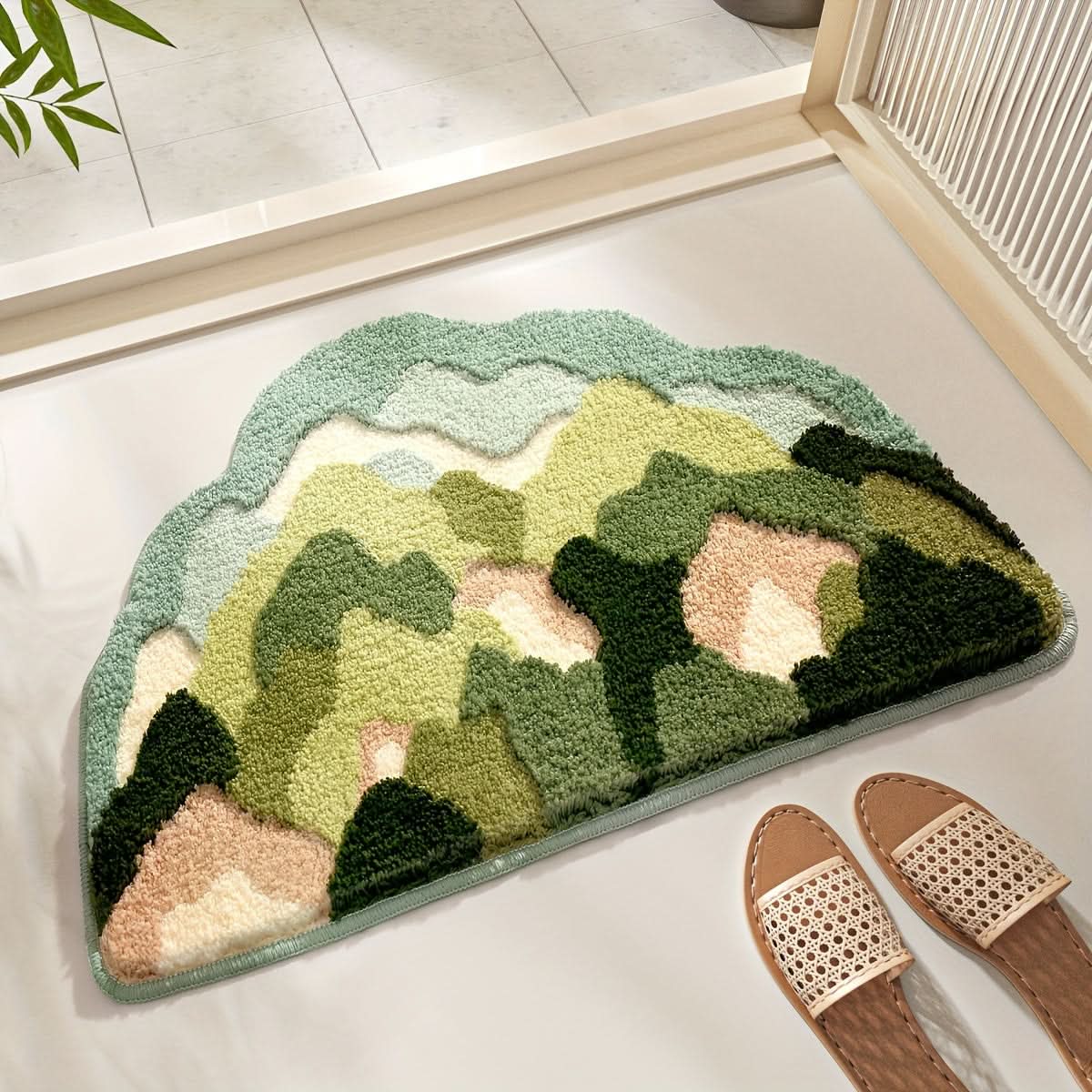 Absorbent bath mat with floral pattern - non-slip & soft