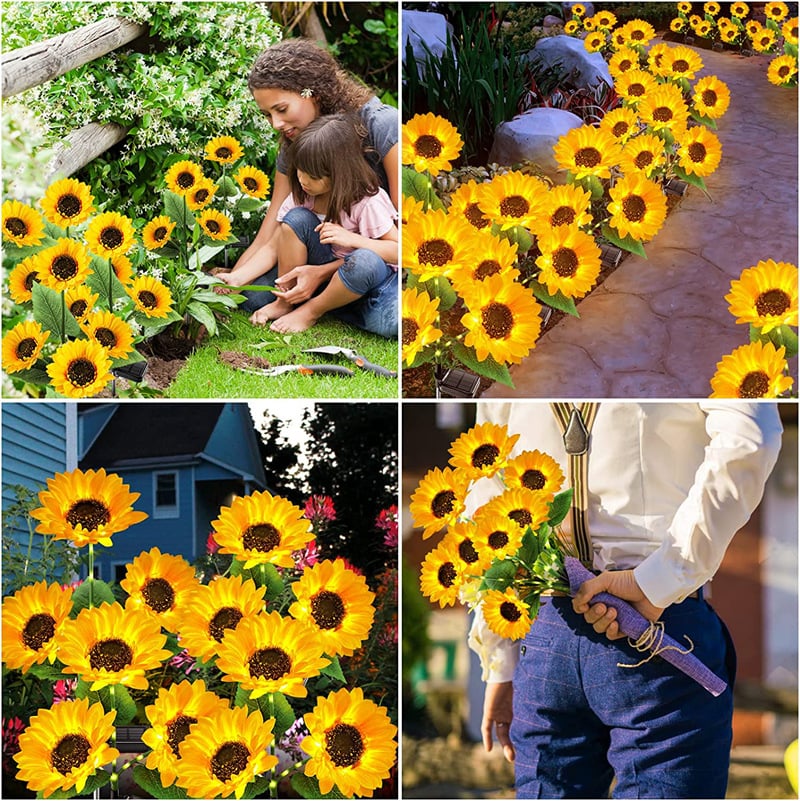 Solar Gartenleuchten Sonnenblumen Warmweiß Außenbeleuchtung Wetterfest product image 3