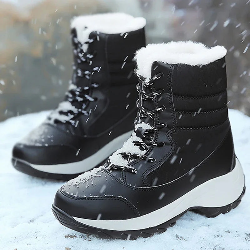 Lined winter boots with lacing - warm down to -40 °C