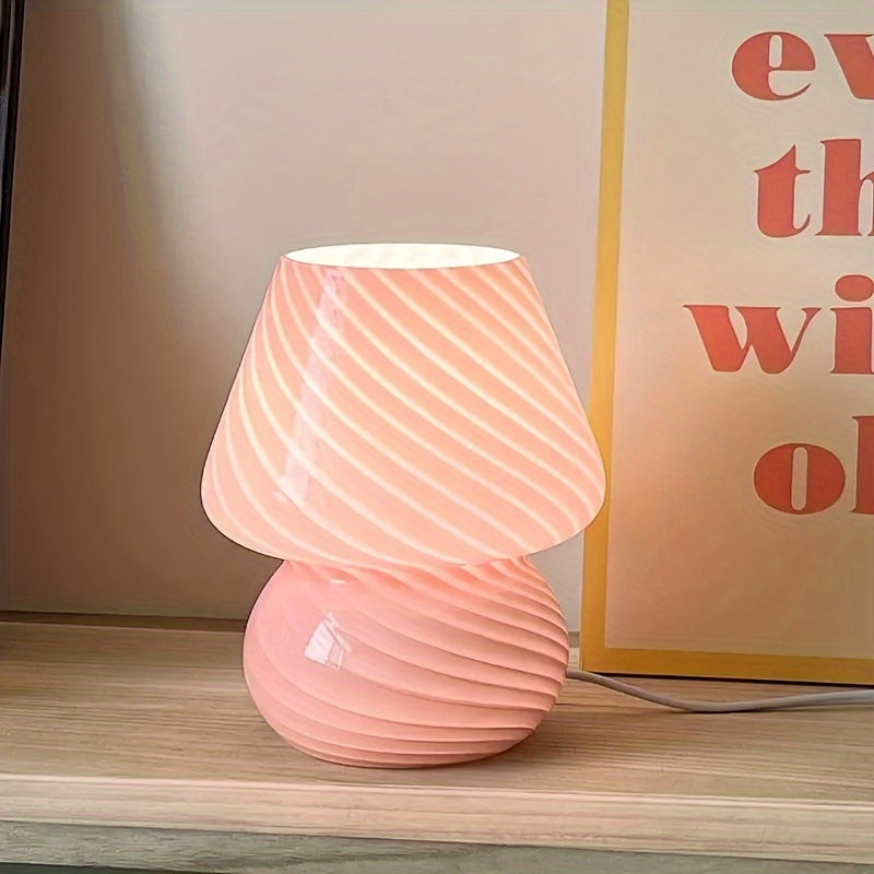 Pilzlampe aus Glas mit Retro-Design für warme Stimmungsbeleuchtung