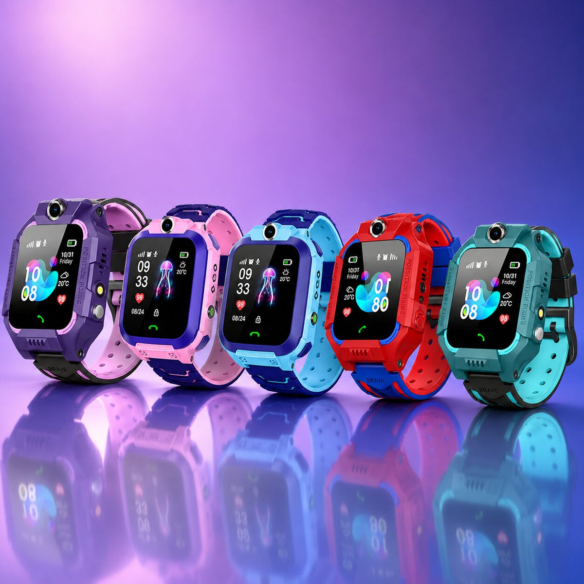 Kids' smartwatch with GPS tracking, phone, SOS, and camera