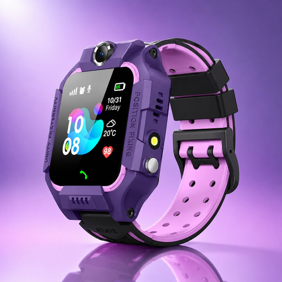 Kids' smartwatch with GPS tracking, phone, SOS, and camera