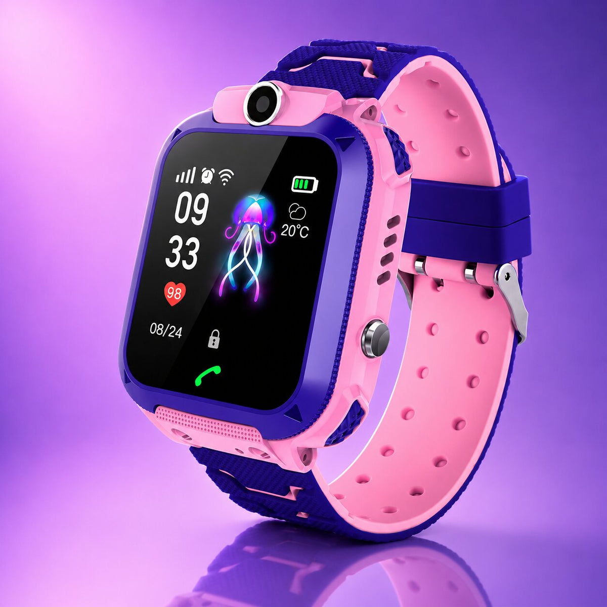 Kids' smartwatch with GPS tracking, phone, SOS, and camera