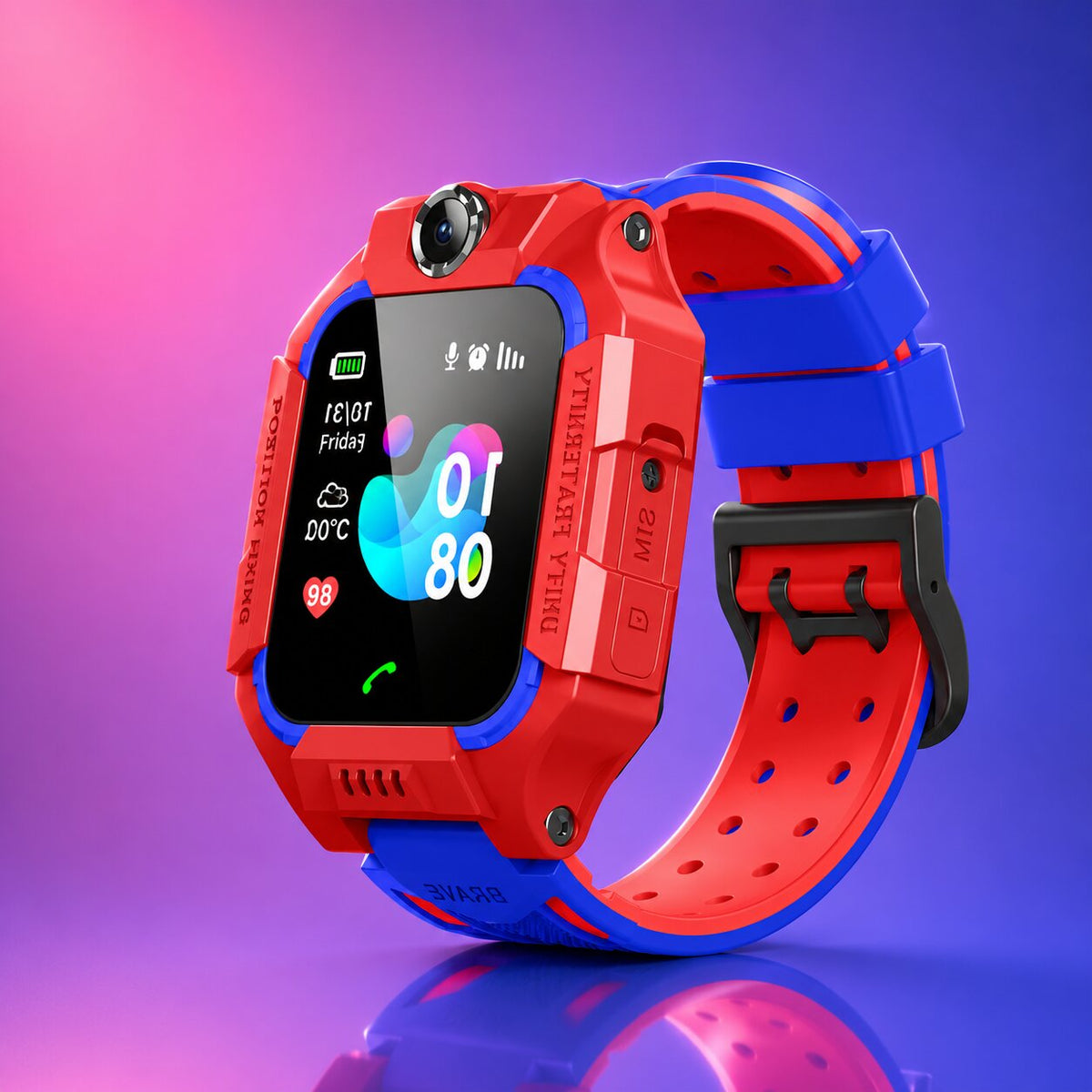 Kids' smartwatch with GPS tracking, phone, SOS, and camera