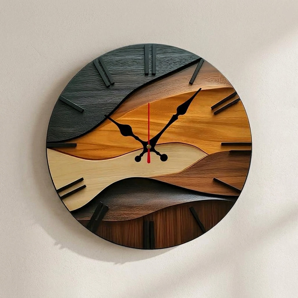Round wall clock with a silent movement and Scandinavian design