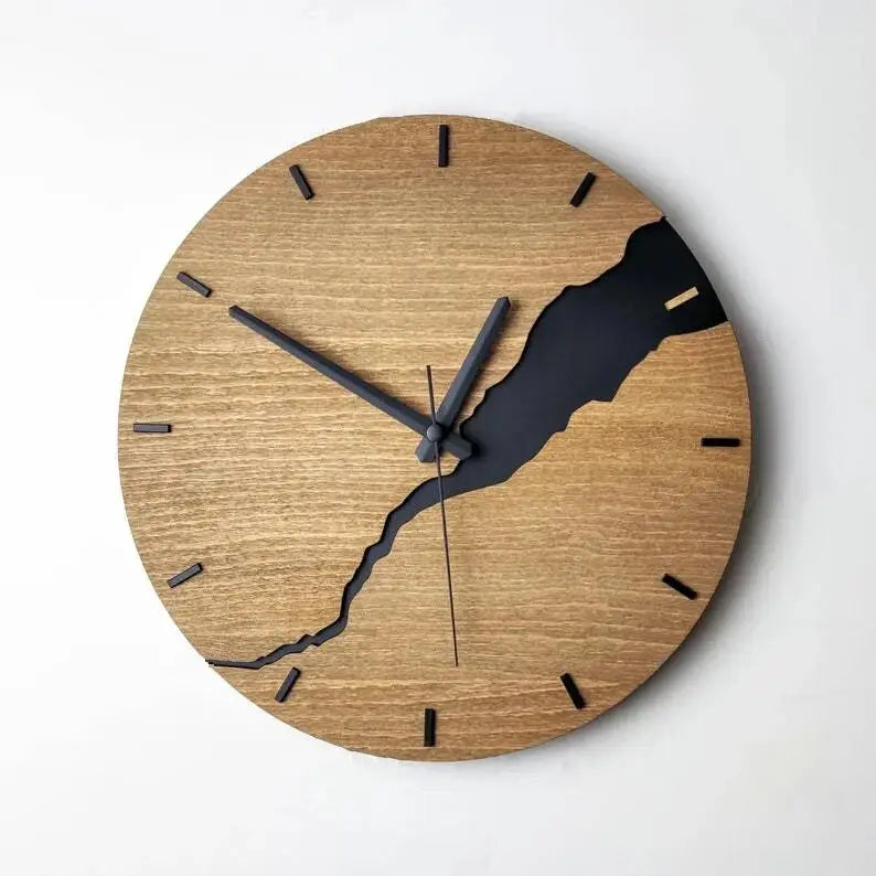 Bamboo and wood wall clock with silent quartz movement