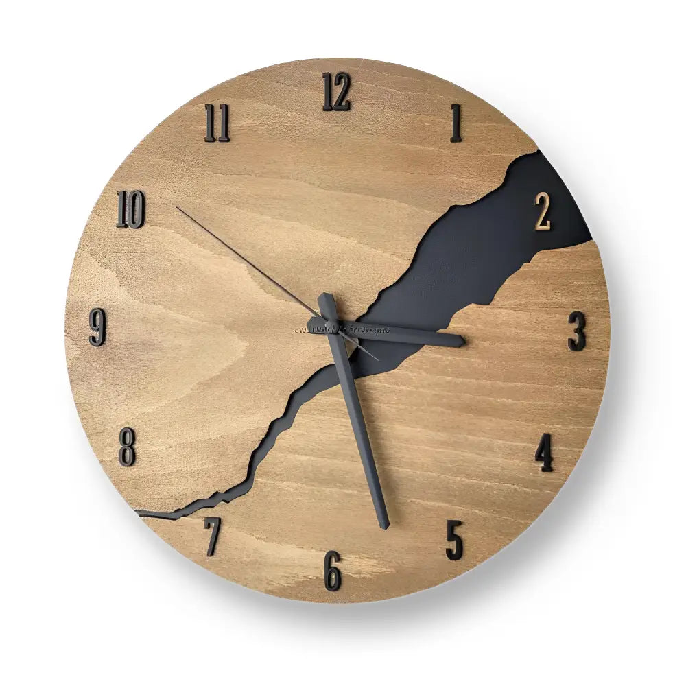 Bamboo and wood wall clock with silent quartz movement