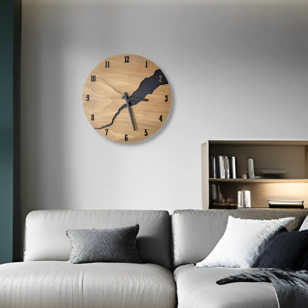 Wanduhr aus Bambus und Holz mit lautlosem Quarzwerk