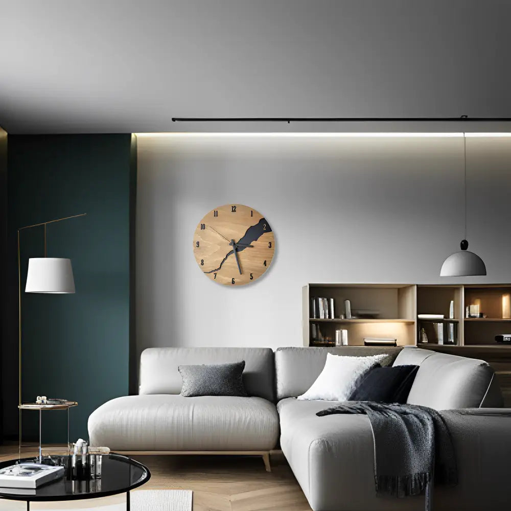 Wanduhr aus Bambus und Holz mit lautlosem Quarzwerk
