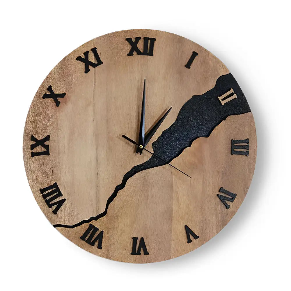 Bamboo and wood wall clock with silent quartz movement