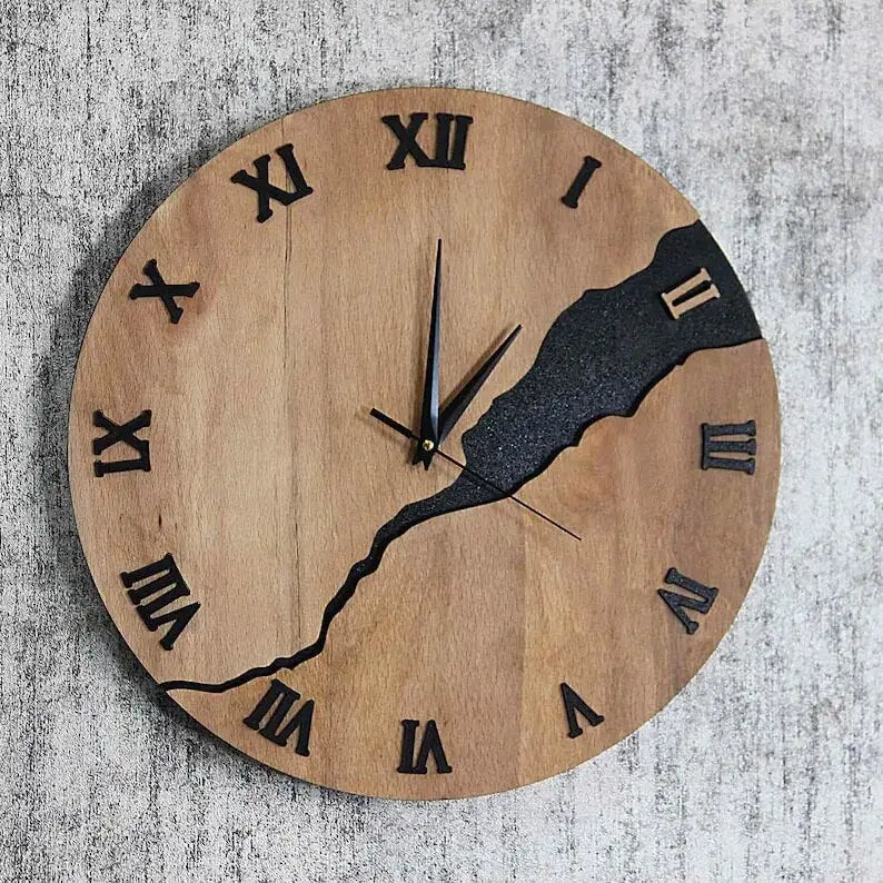 Wanduhr aus Bambus und Holz mit lautlosem Quarzwerk