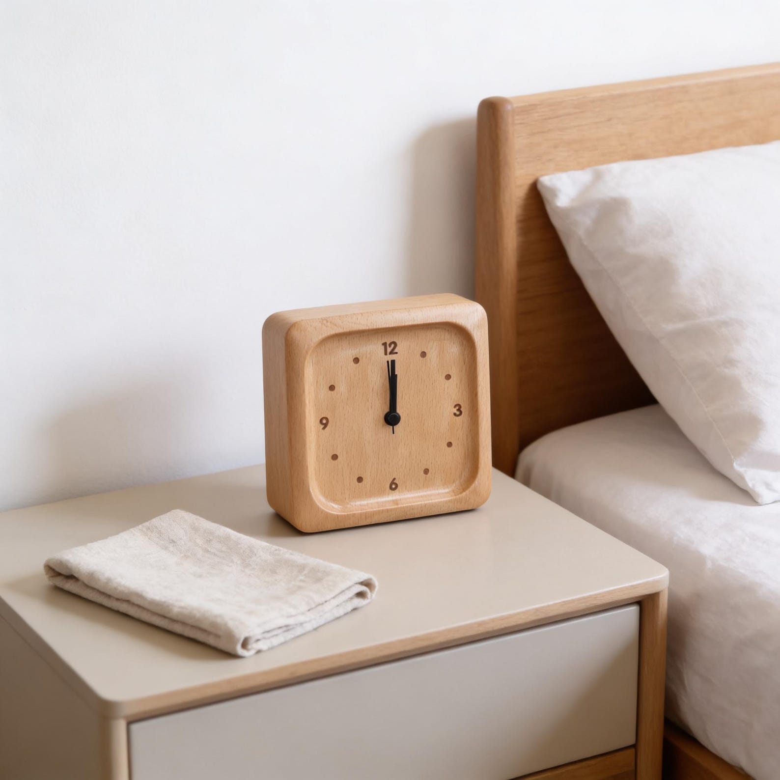 Analoger Wecker aus Buchenholz – geräuschlos mit Snooze-Funktion