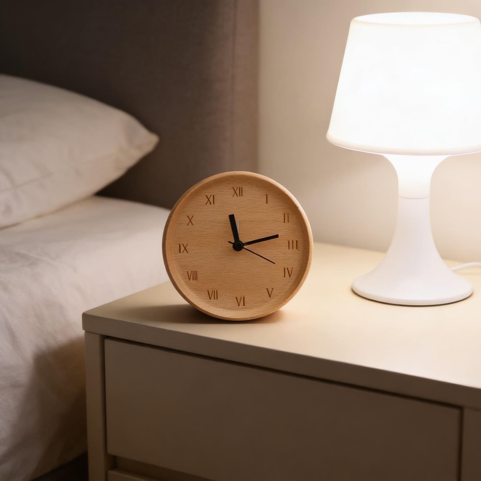 Analoger Wecker aus Buchenholz – geräuschlos mit Snooze-Funktion