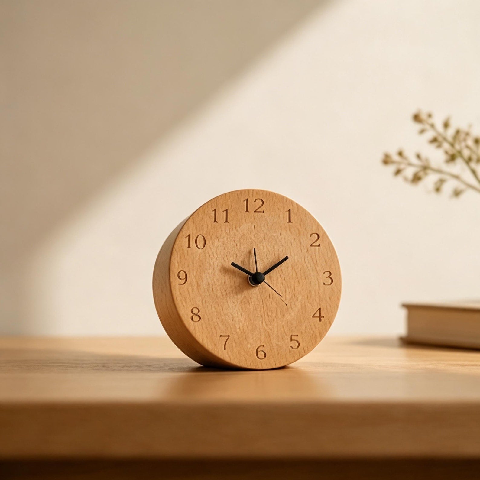 Analoger Wecker aus Buchenholz – geräuschlos mit Snooze-Funktion