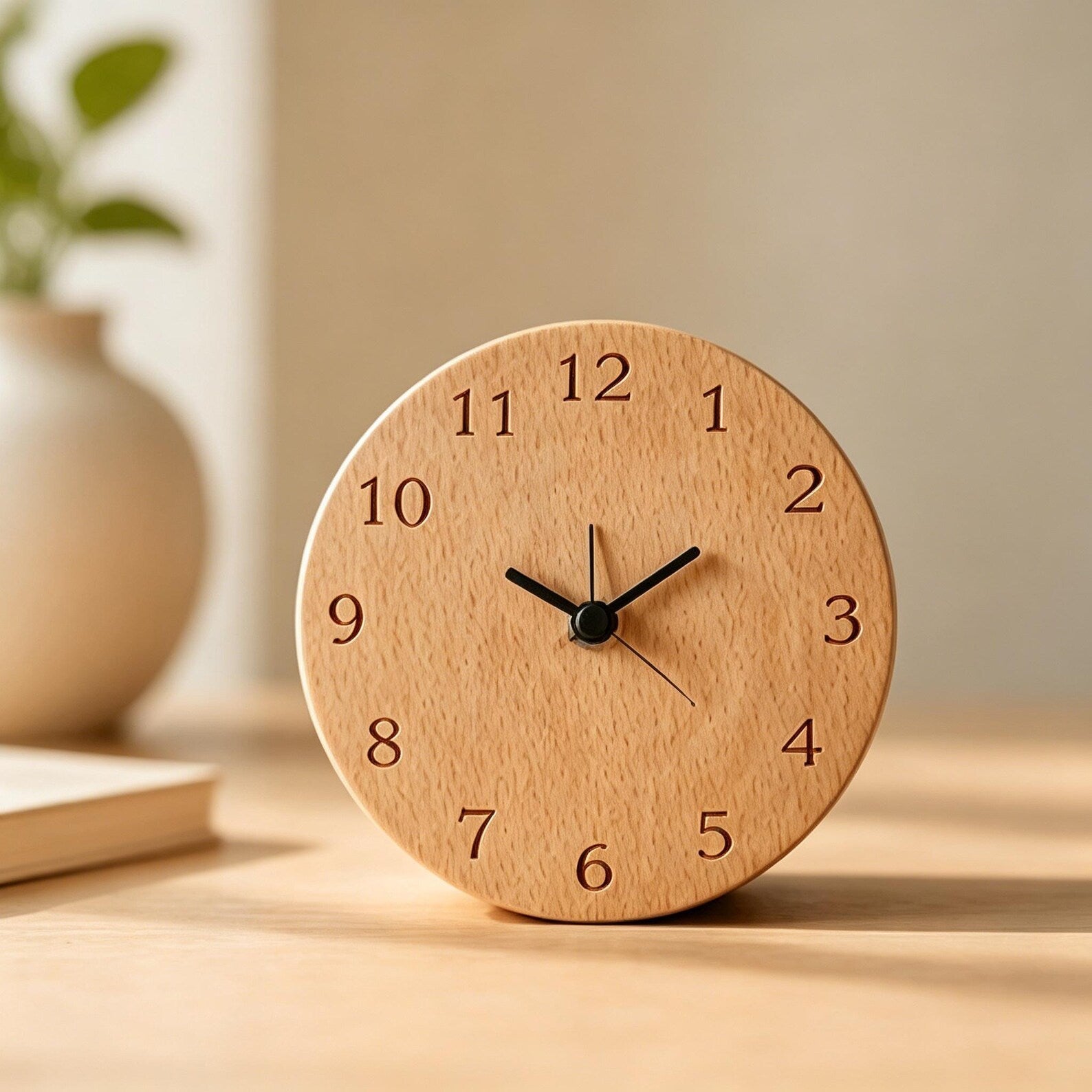 Analoger Wecker aus Buchenholz – geräuschlos mit Snooze-Funktion
