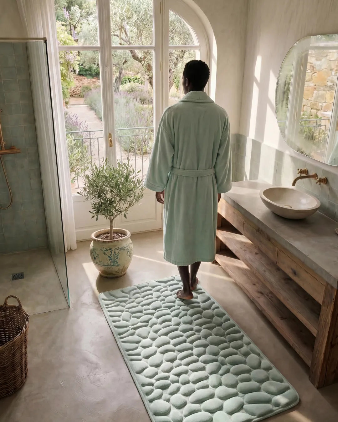 Quick-drying bath mat with non-slip backing