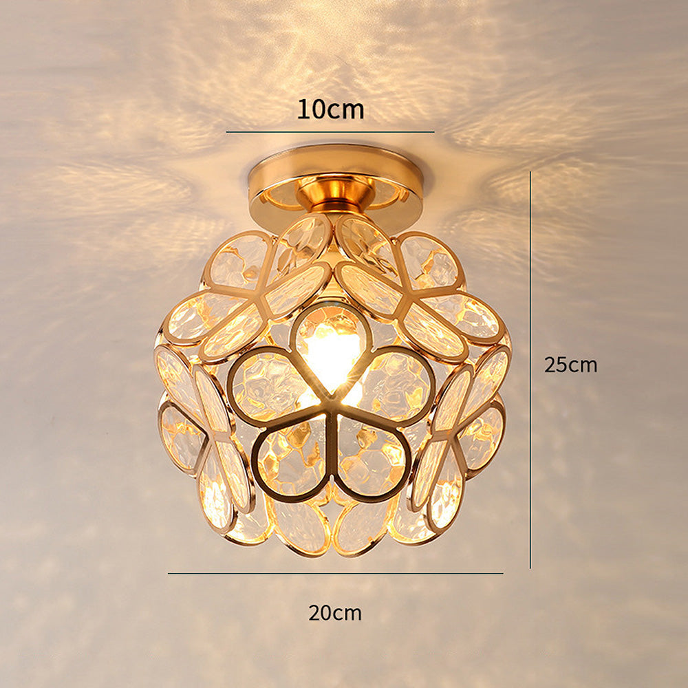 Flower-shaped ceiling light with crystal design for elegant rooms