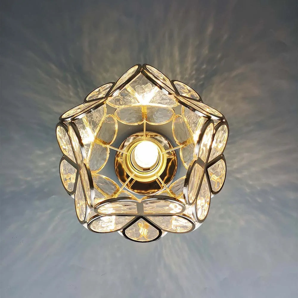 Flower-shaped ceiling light with crystal design for elegant rooms