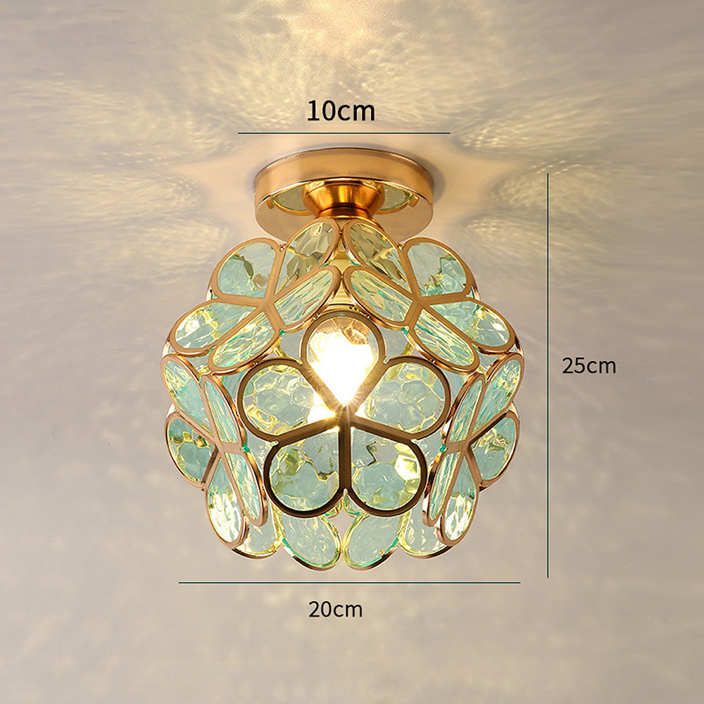 Flower-shaped ceiling light with crystal design for elegant rooms