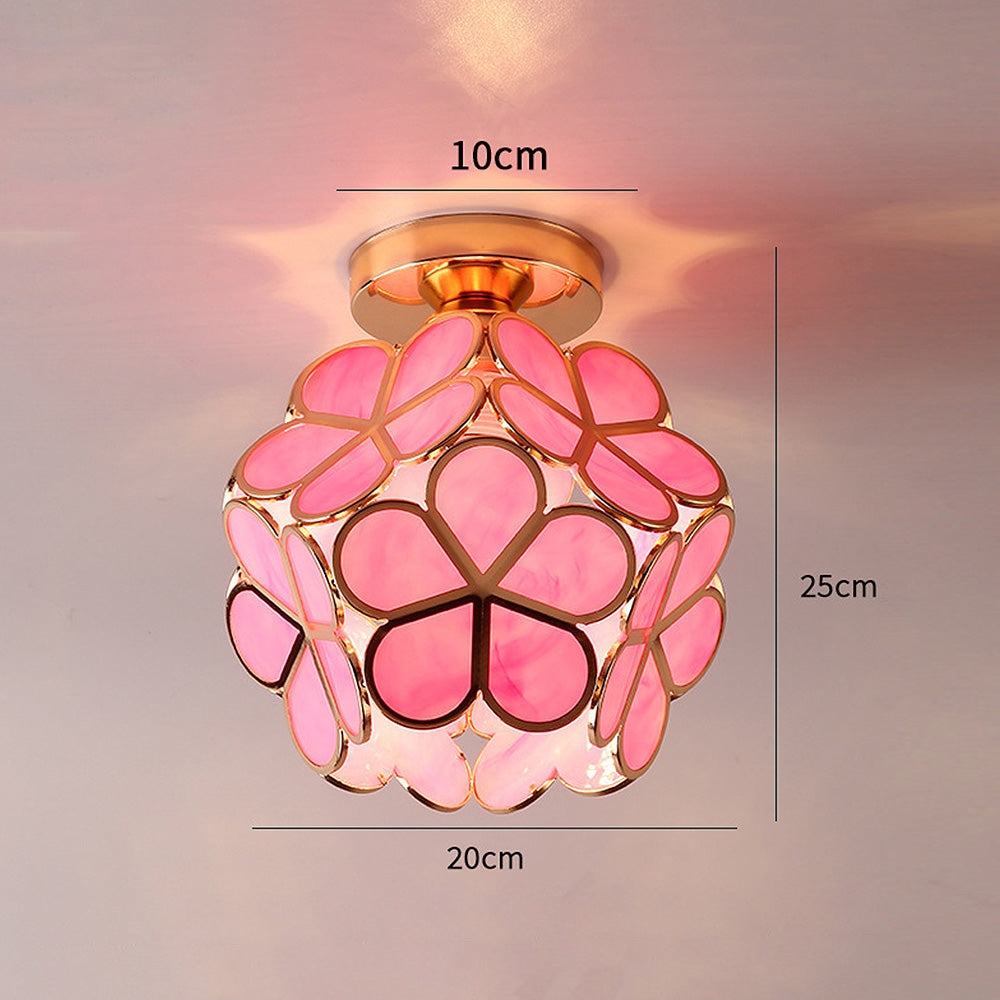 Flower-shaped ceiling light with crystal design for elegant rooms