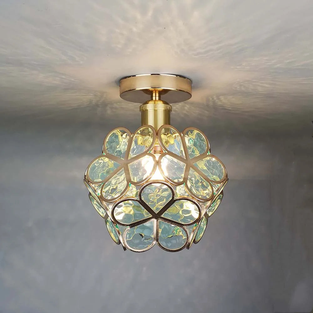 Flower-shaped ceiling light with crystal design for elegant rooms