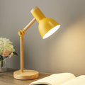 Wooden desk lamp with adjustable arm and touch control