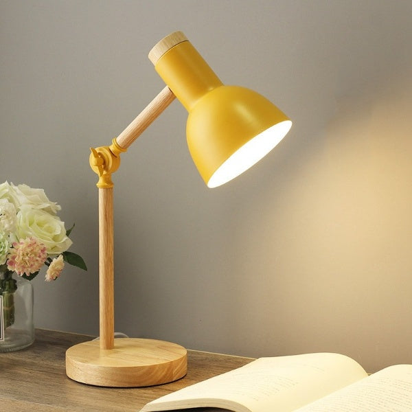 Schreibtischlampe aus Holz mit verstellbarem Arm und Touch-Steuerung